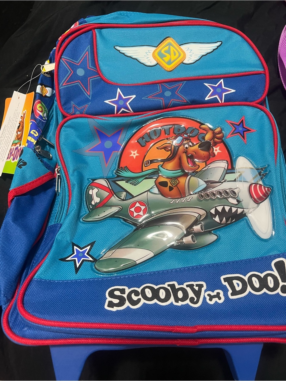 NWT Scooby-Doo Kids Rolling Backpack in Bright Teal & Blue